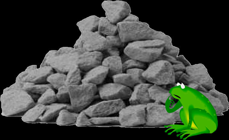 Pensive Frog Beside Rock Pile PNG Image