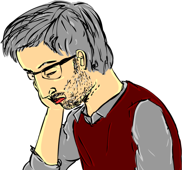 Pensive Man Illustration PNG Image