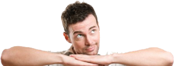 Pensive Man Resting Chin On Hands PNG Image