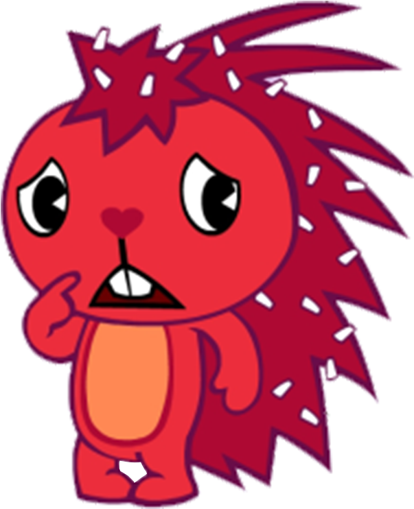 Pensive Red Creature Cartoon PNG Image