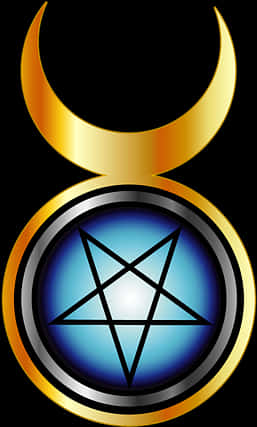 Pentagram Symbolwith Crescent Moon PNG Image