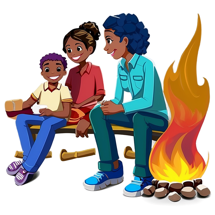 People Sitting Around Campfire Png Vxf73 PNG Image