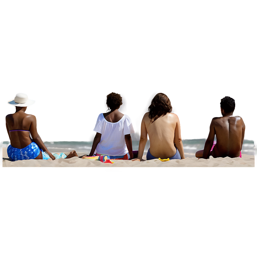 People Sitting On Beach Png Ywo PNG Image