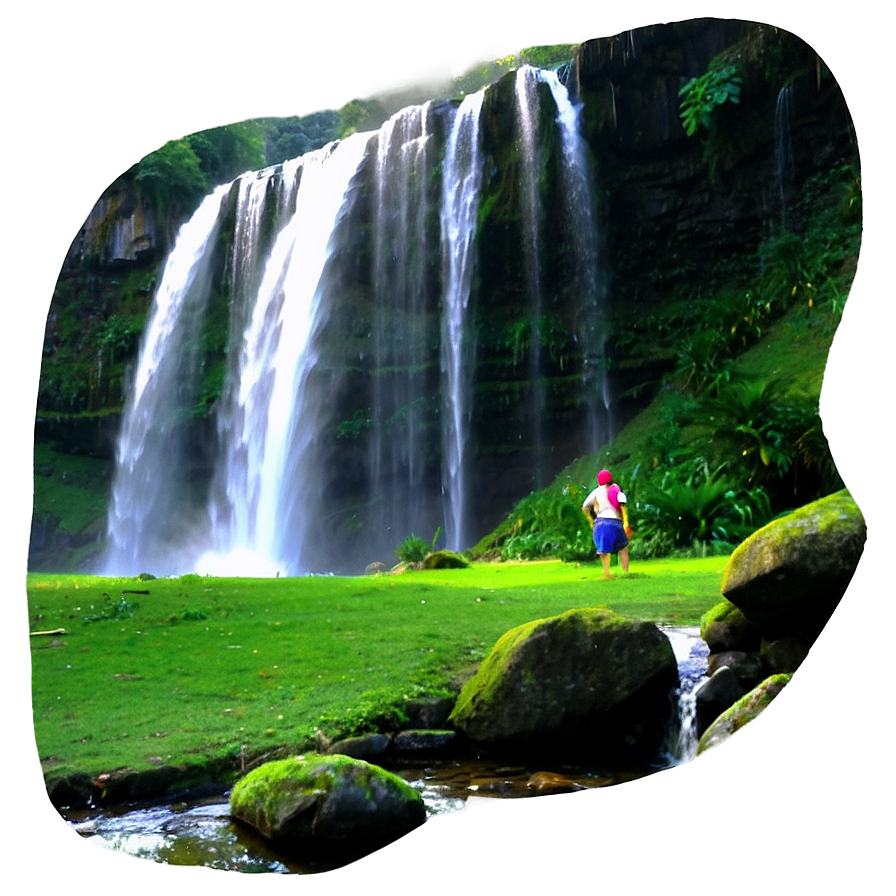 People Standing Near Waterfall Png 90 PNG Image