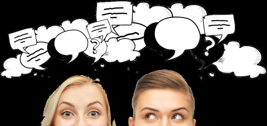 People Thought Bubbles Communication Concept PNG Image