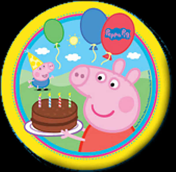 Peppa Pig Birthday Celebration PNG Image