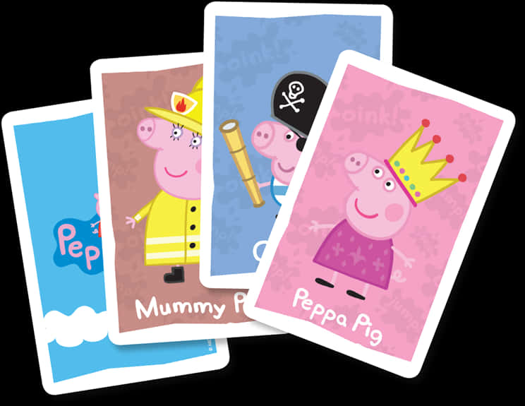 Peppa Pig Character Cards PNG Image