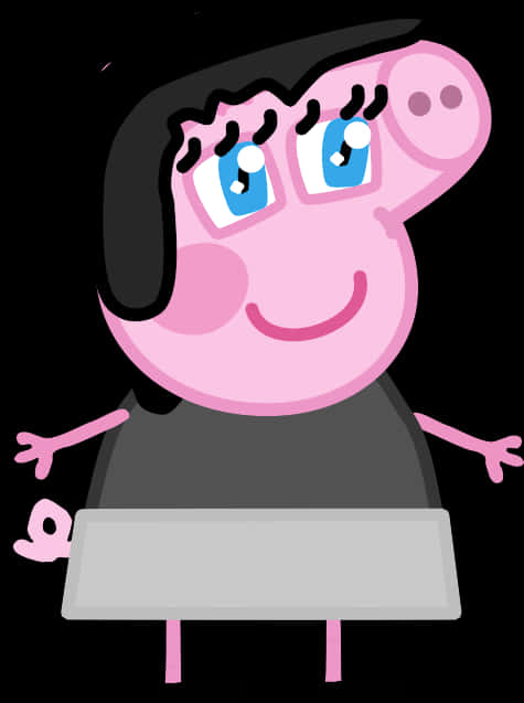 Peppa_ Pig_ Character_with_ Black_ Hair PNG Image