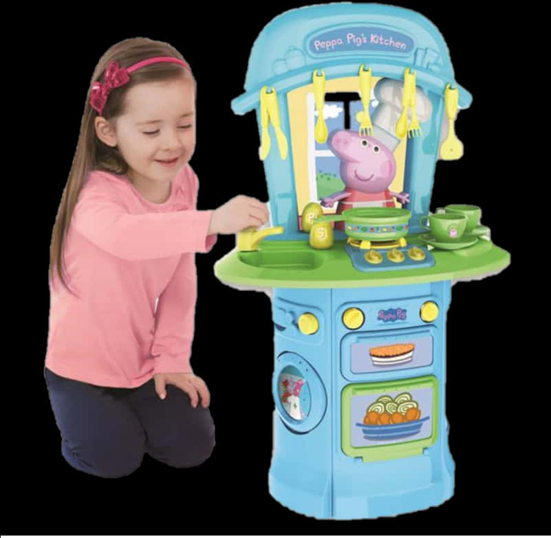 Peppa Pig Kitchen Playsetwith Child PNG Image