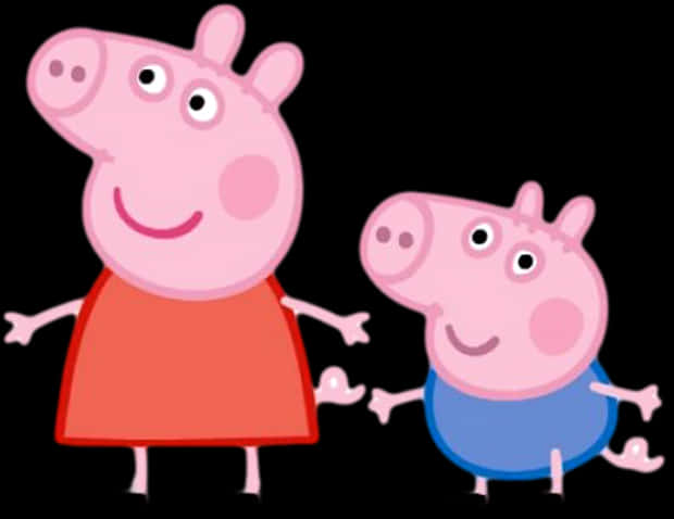 Peppaand George Pig Cartoon Characters PNG Image