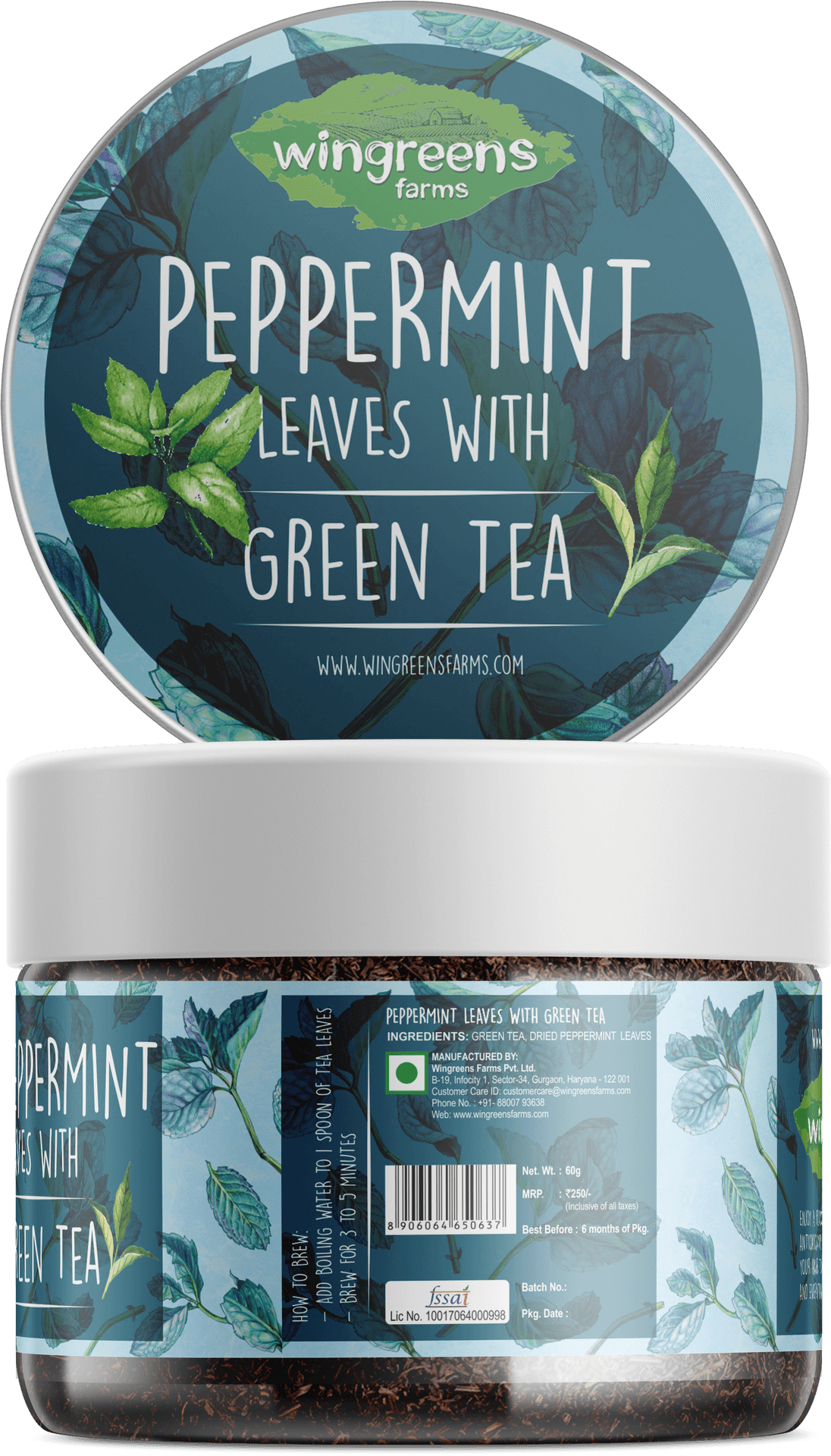 Peppermint Green Tea Product Packaging PNG Image