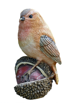 Perched Bird Sculptureon Acorn PNG Image