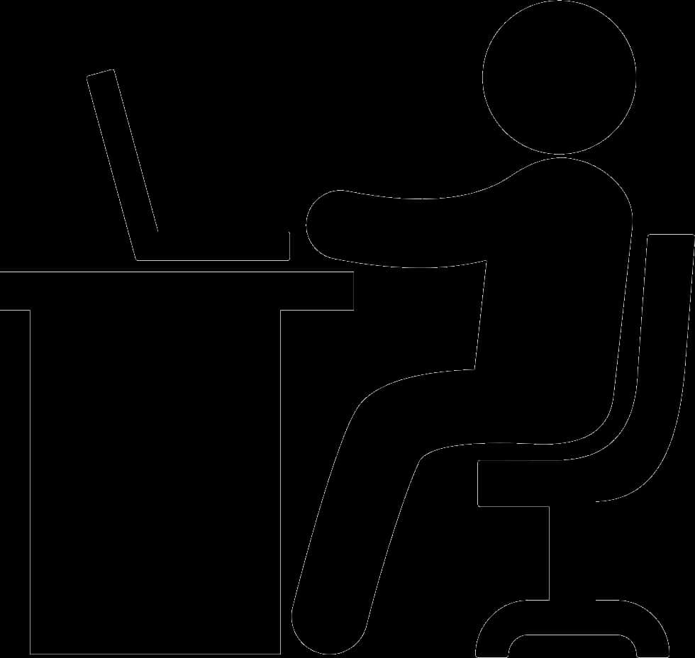 Person At Computer Outline PNG Image