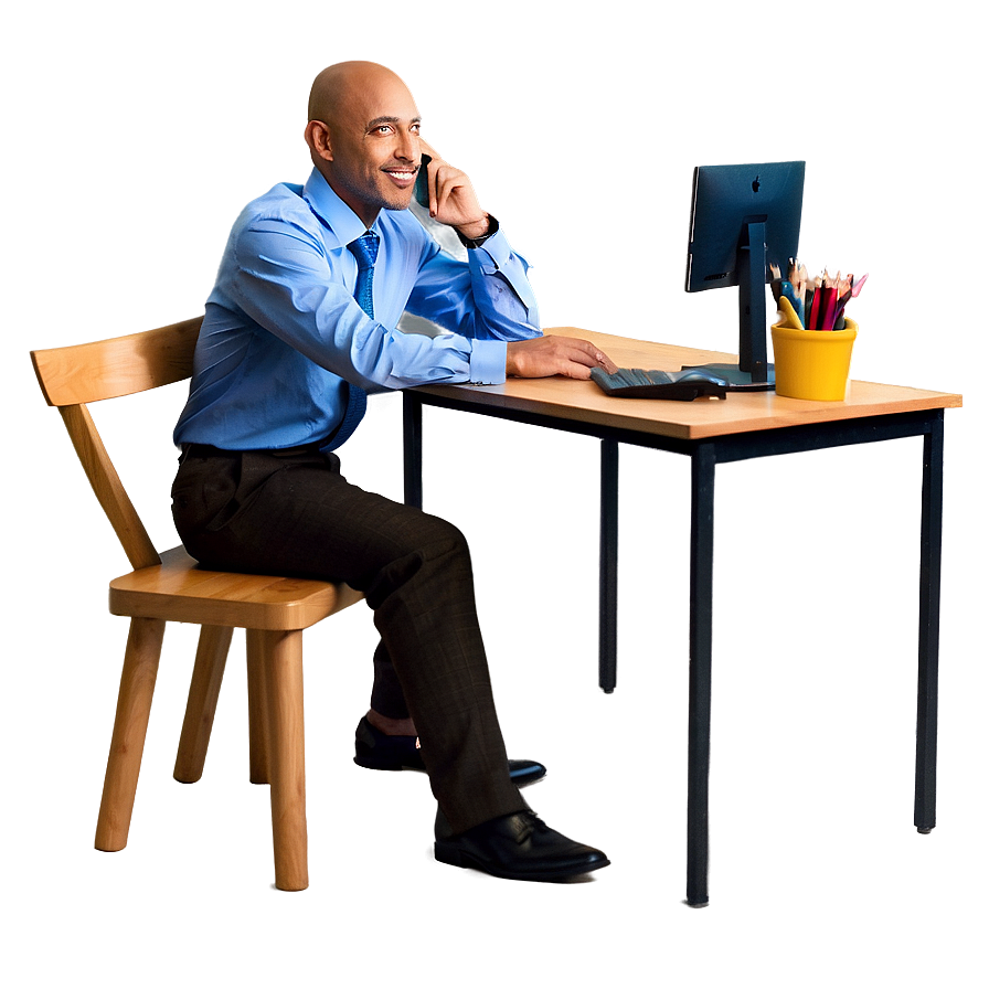 Person Talking At Desk Png Ljy79 PNG Image