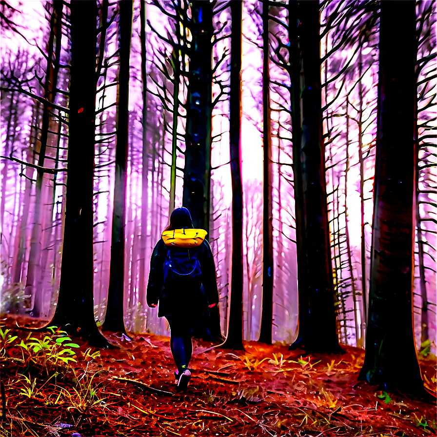 Person Walking Through Forest Png Hbq61 PNG Image