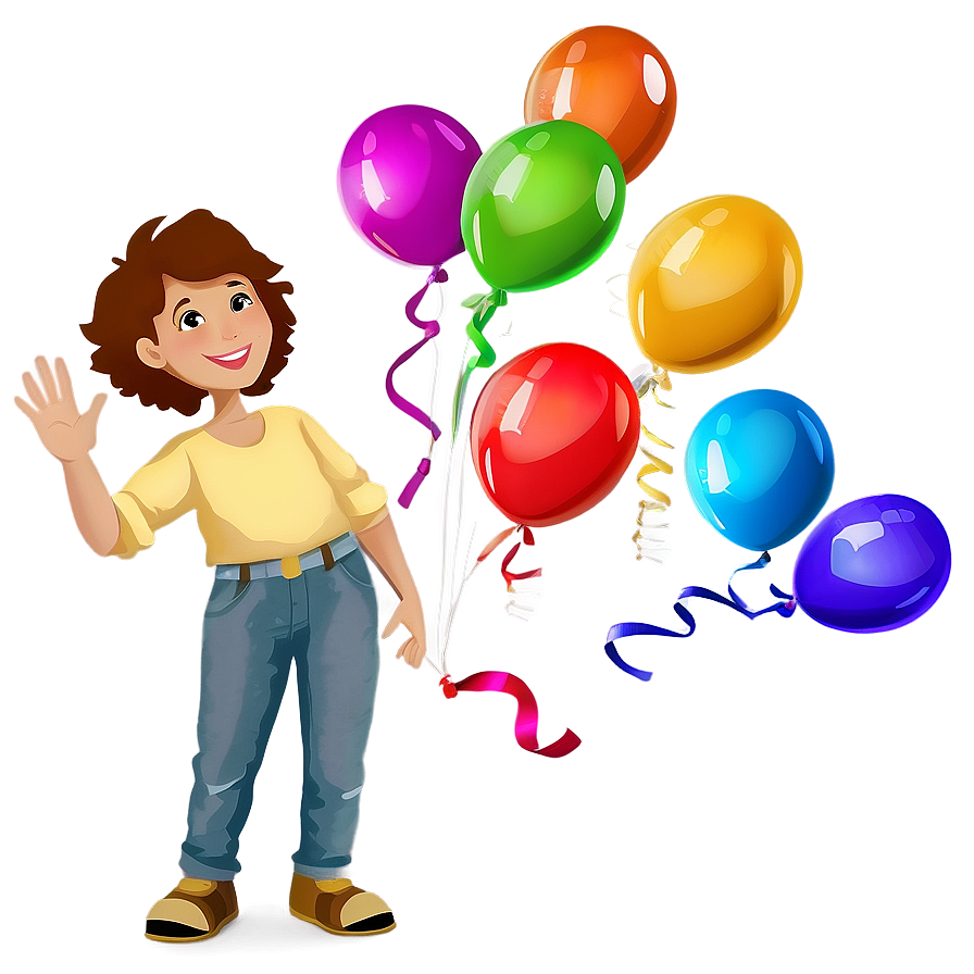 Person Waving With Balloons Png 06292024 PNG Image