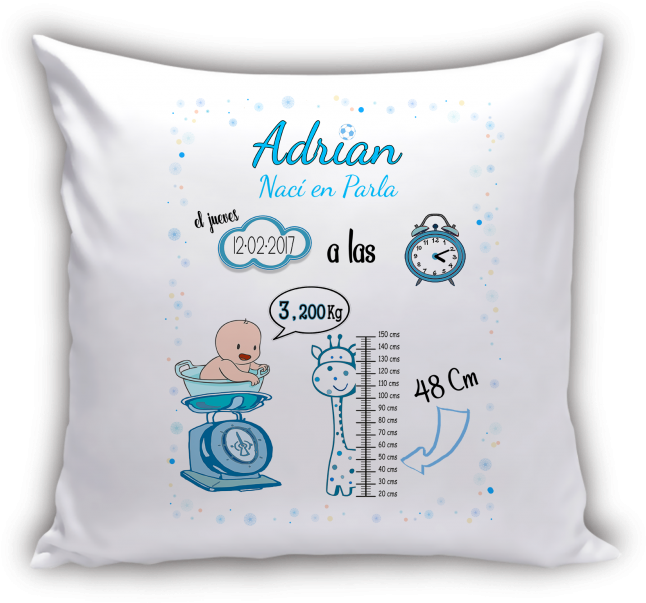 Personalized Baby Birth Information Pillow PNG Image