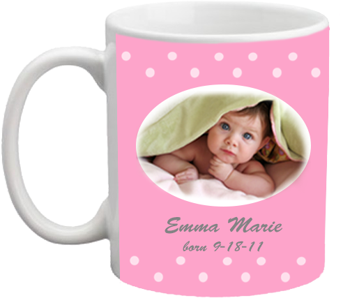 Personalized Baby Photo Mug Pink PNG Image