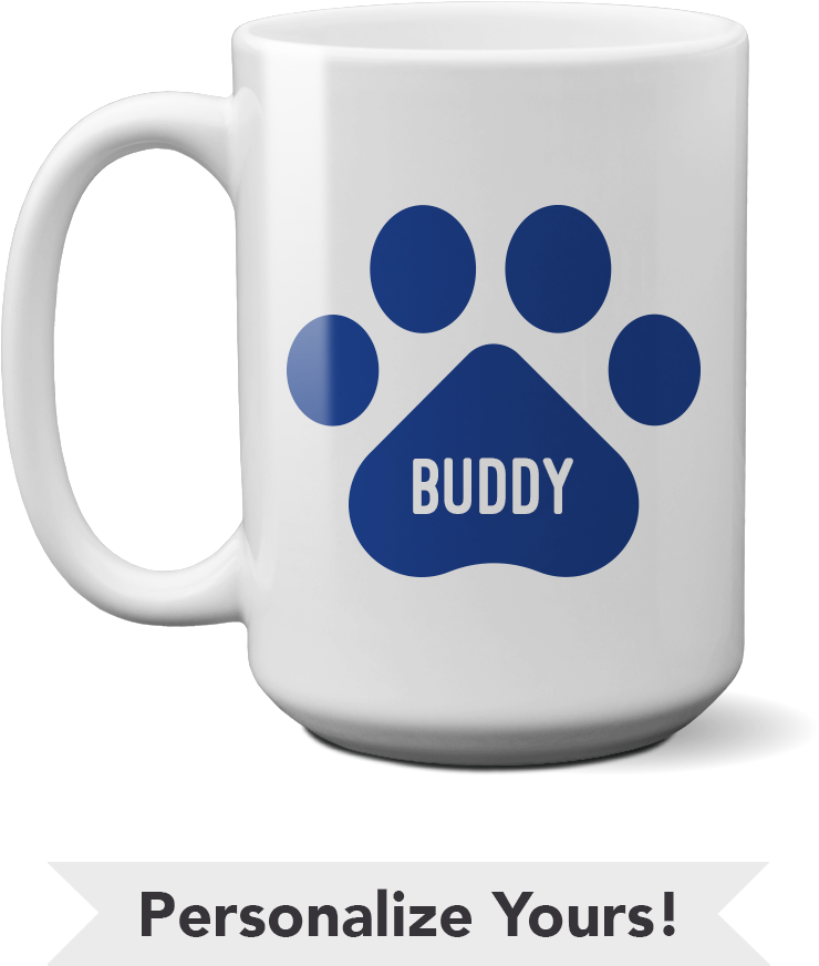 Personalized Blue Paw Print Mug Buddy PNG Image