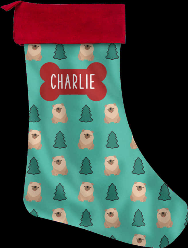 Personalized Christmas Stocking Charlie PNG Image