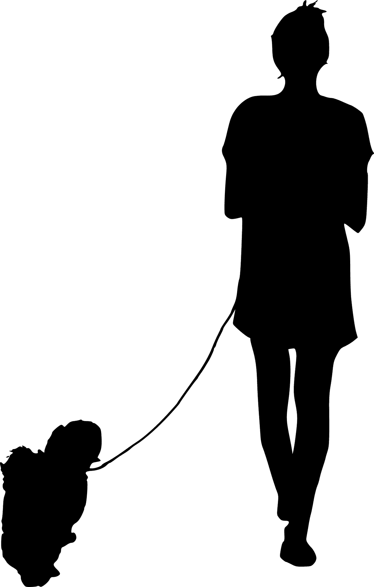 Personand Dog Silhouette Walking PNG Image