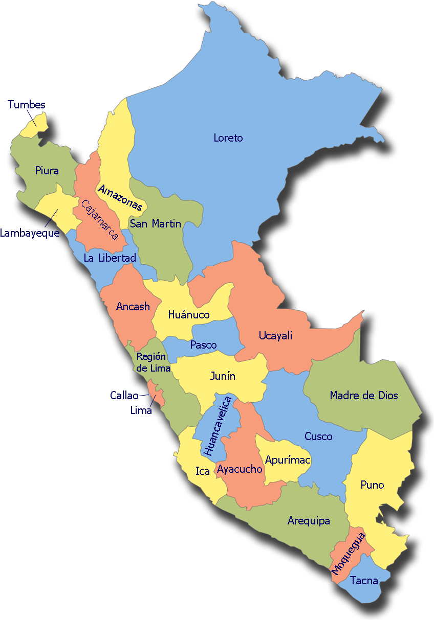 Peru Administrative Divisions Map PNG Image