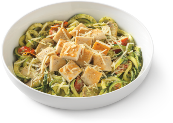 Pesto Zucchini Noodleswith Tofu PNG Image