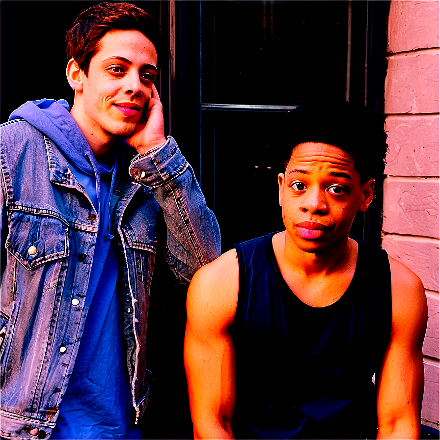 Pete Davidson With Cast Members Png 37 PNG Image