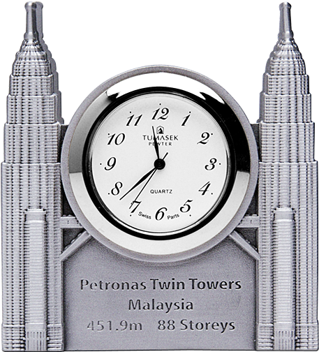 Petronas Twin Towers Clock Souvenir PNG Image