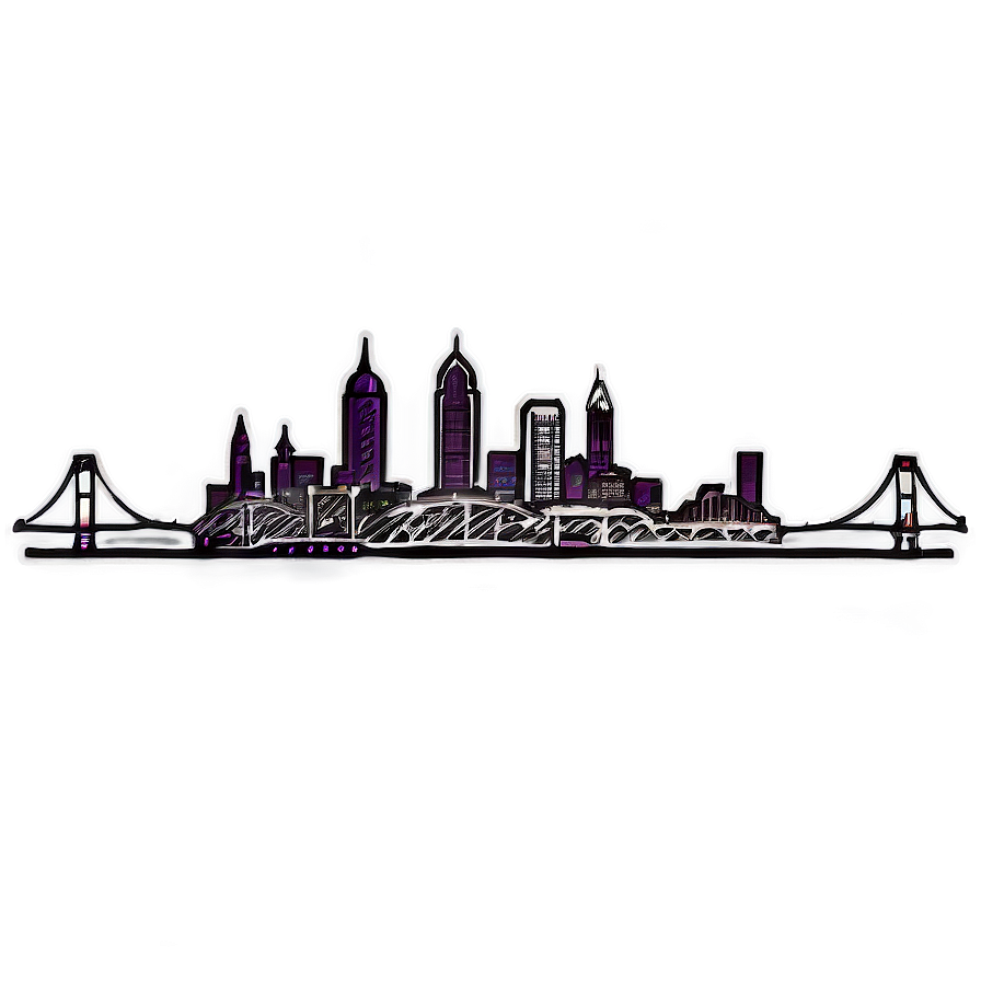 Philadelphia Skyline With Ben Franklin Bridge Png Glo PNG Image