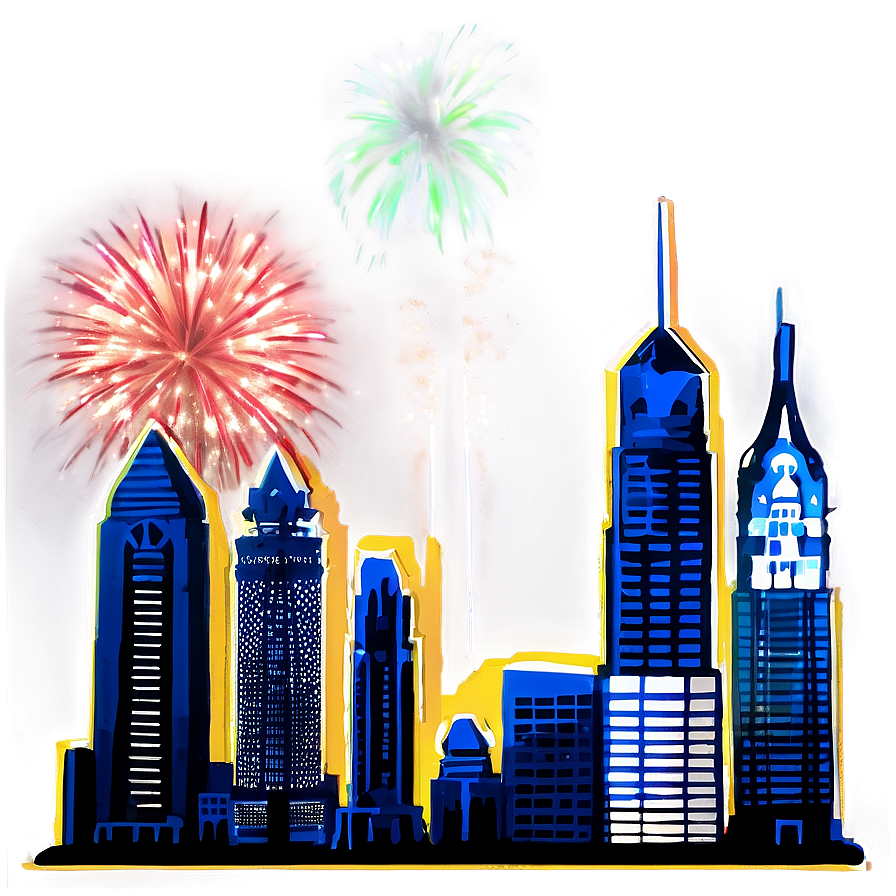 Philadelphia Skyline With Fireworks Png Kjc PNG Image