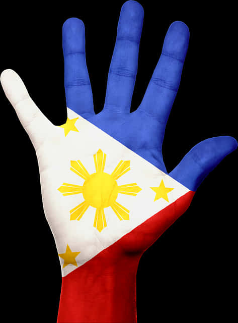 Philippine Flag Painted Hand PNG Image