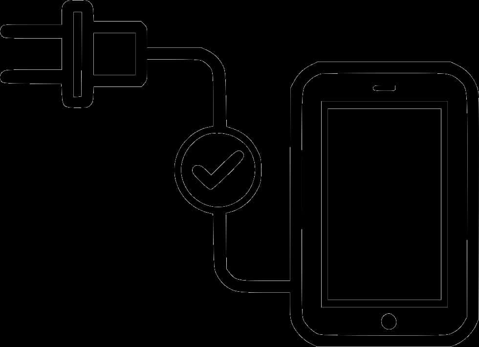 Phone Charging Outline PNG Image