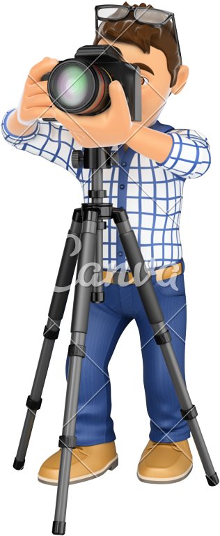 Photographerin Actionwith Tripod PNG Image