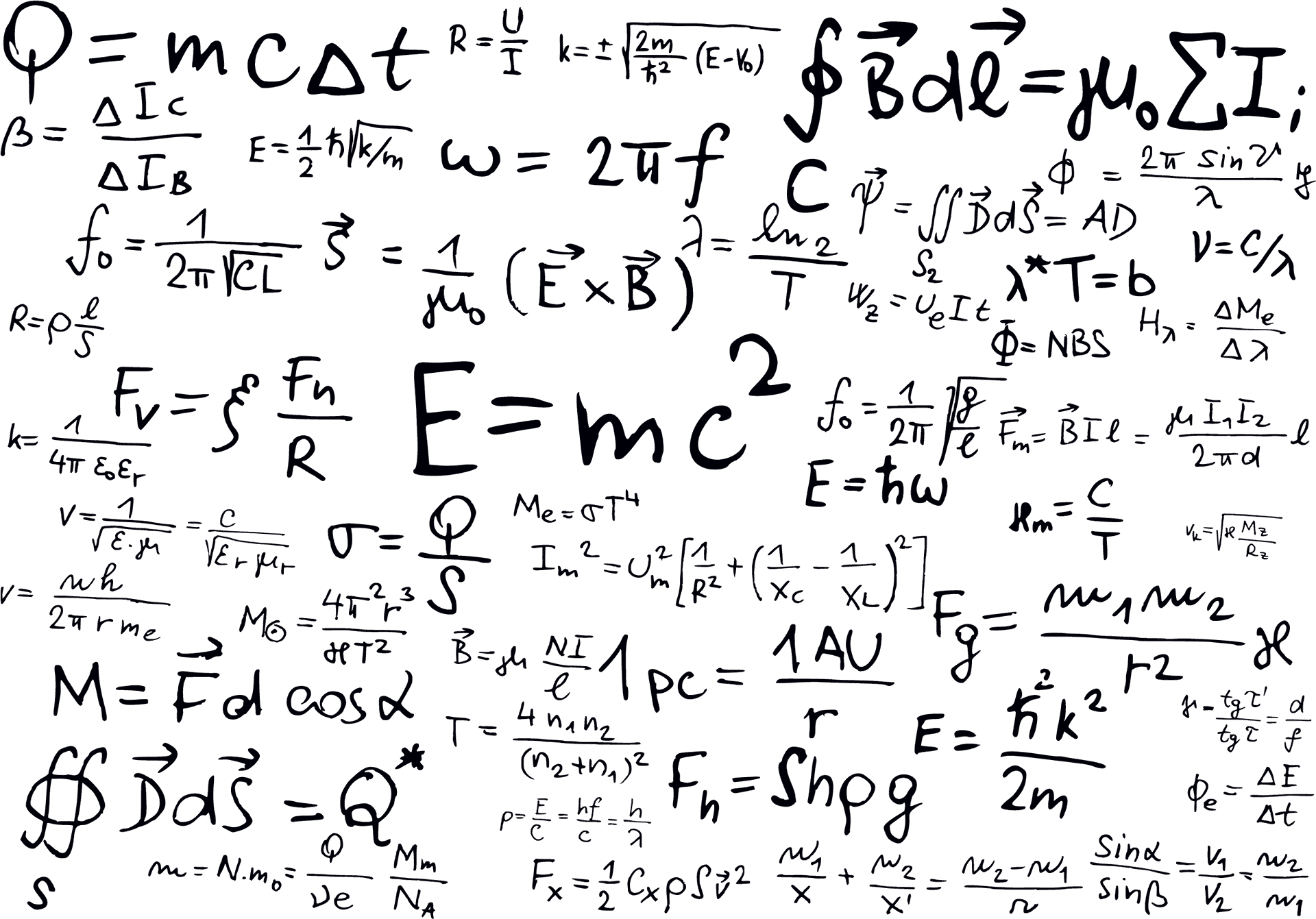 Physics_ Equations_ Chalkboard PNG Image