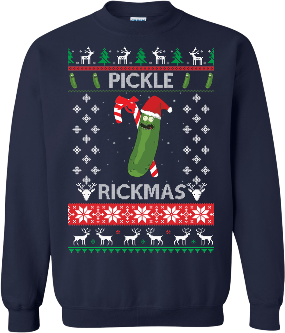 Pickle Rick Christmas Sweater PNG Image