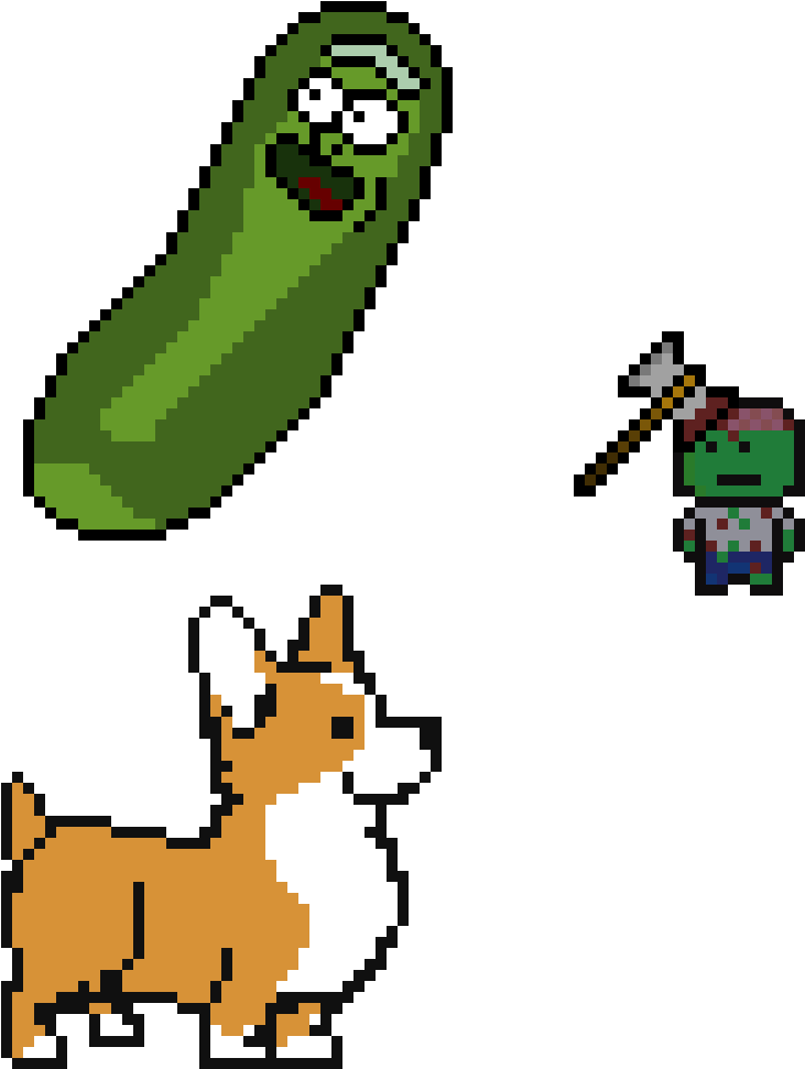 Pickle Rickand Friends Pixel Art PNG Image