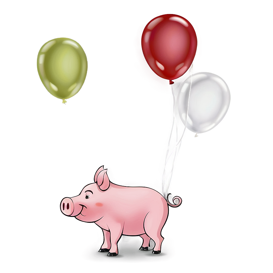 Pig With Balloons Png Tcr PNG Image