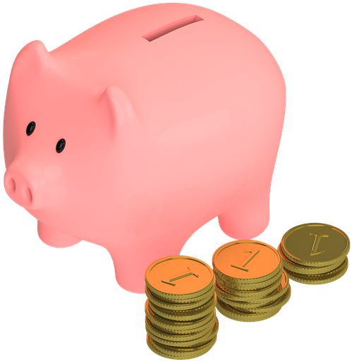 Piggy Bank And Coins.png PNG Image