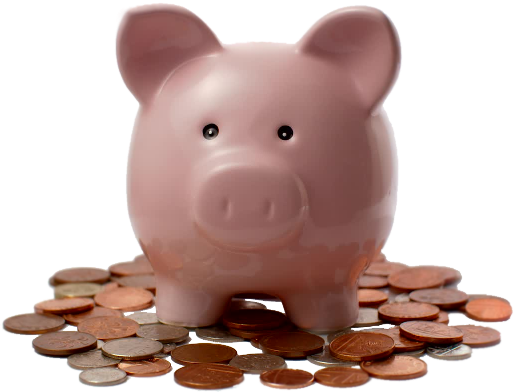 Piggy Bank Savings Coins Collection PNG Image