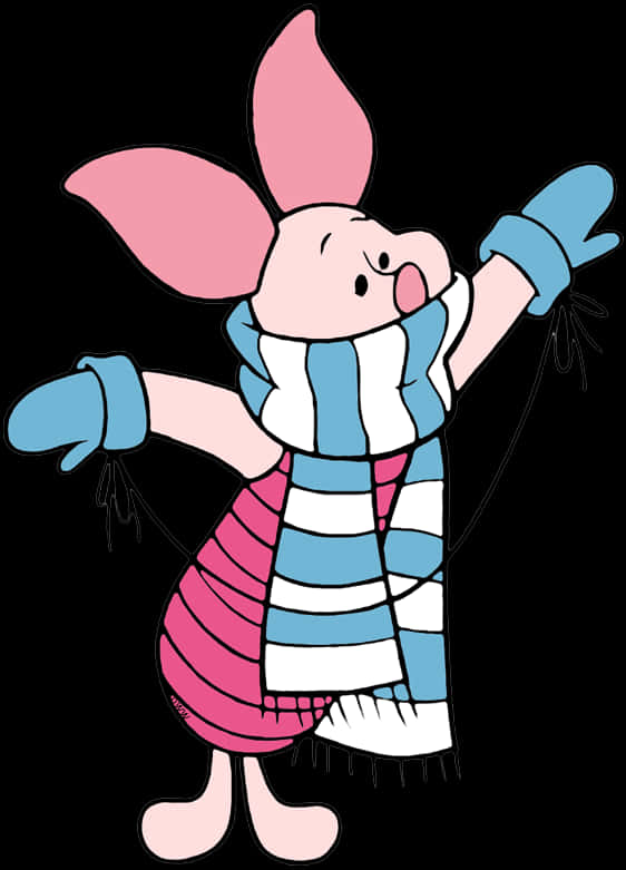 Pigletin Winter Clothes PNG Image