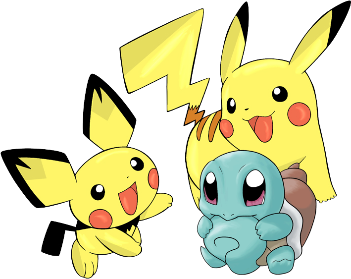 Pikachu_and_ Squirtle_ Friends_ Illustration PNG Image