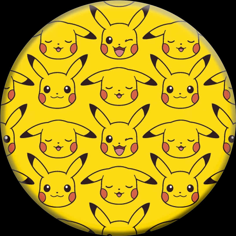 Pikachu Pattern Yellow Background PNG Image