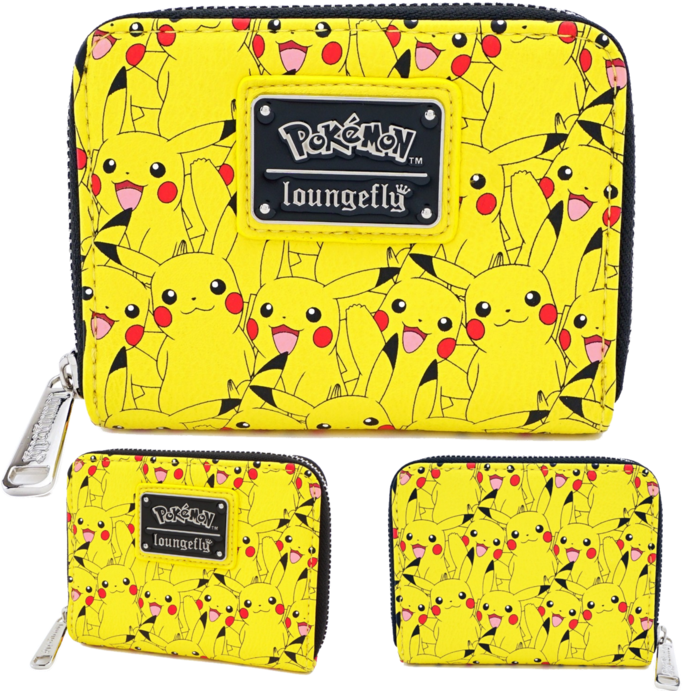 Pikachu Patterned Yellow Wallet Loungefly PNG Image