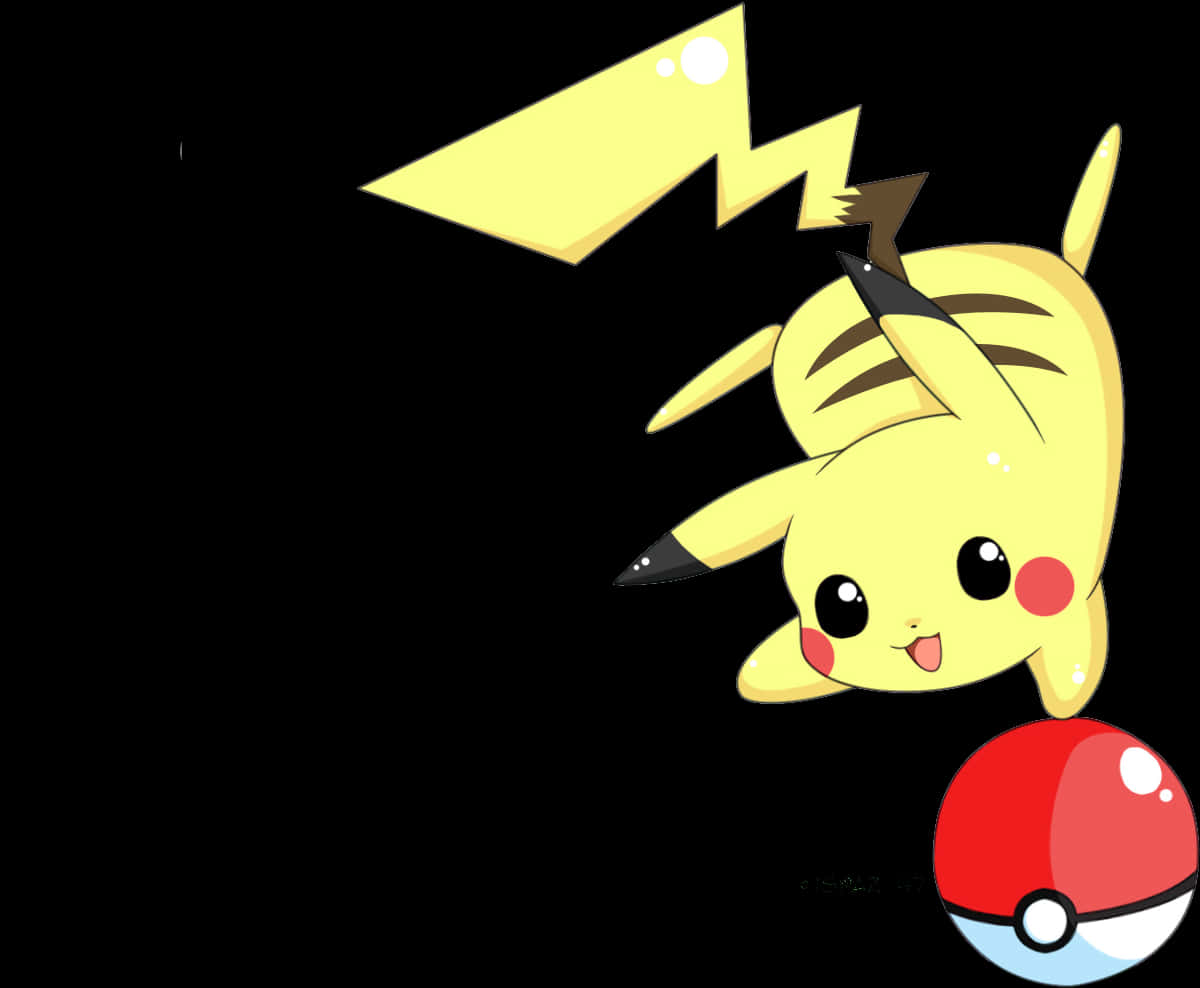 Pikachu_with_ Pokeball_and_ Lightning PNG Image