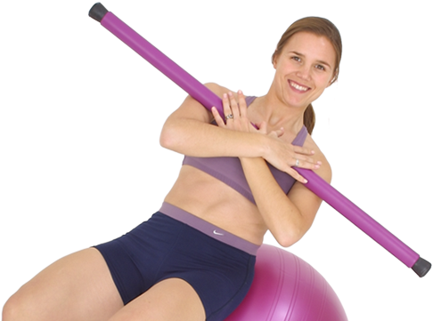 Pilates Exercisewith Balland Bar PNG Image