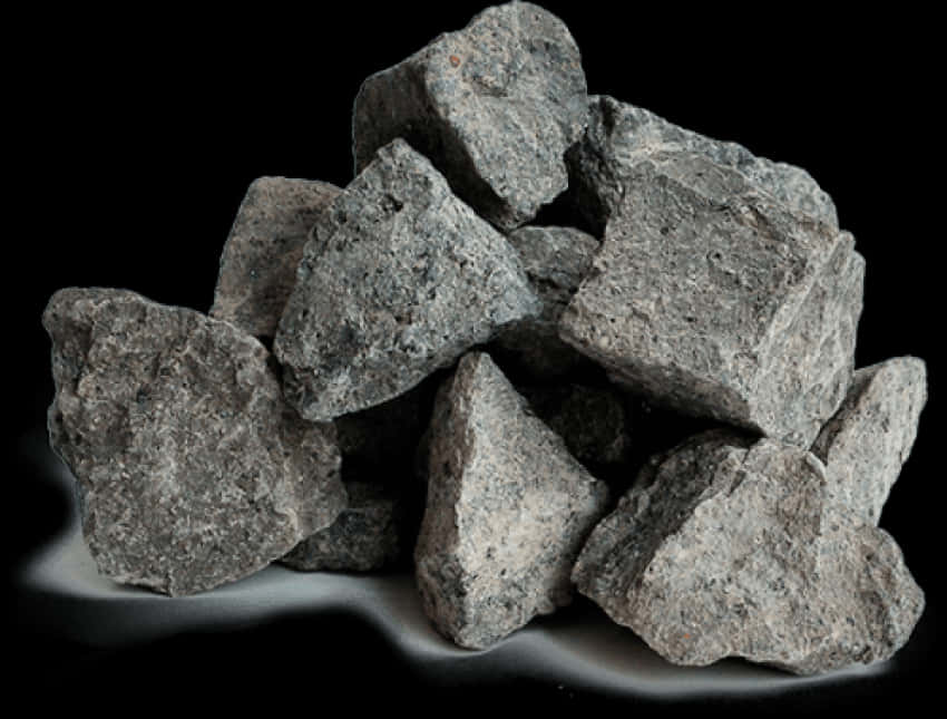 Pileof Granite Rockson Black Background PNG Image