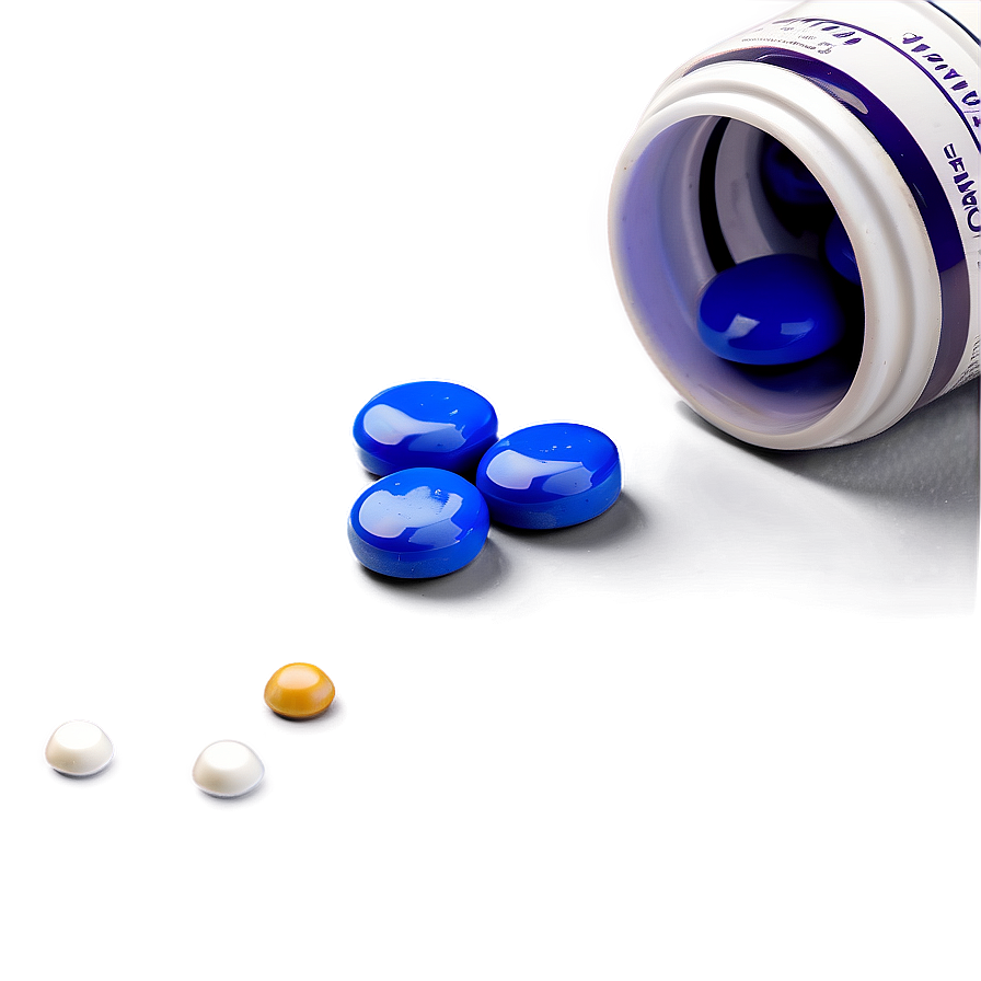 Pill Bottle With Blue Pills Png Prg PNG Image