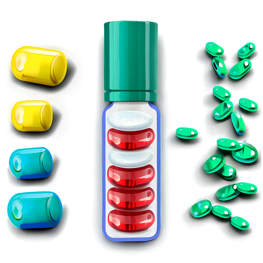 Pill Bottle With Green Pills Png 18 PNG Image