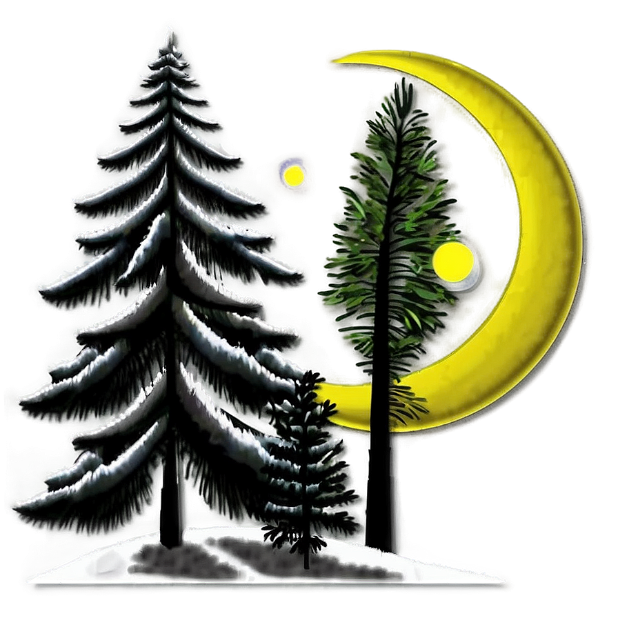 Pine Tree Moonlight Scene Png 61 PNG Image